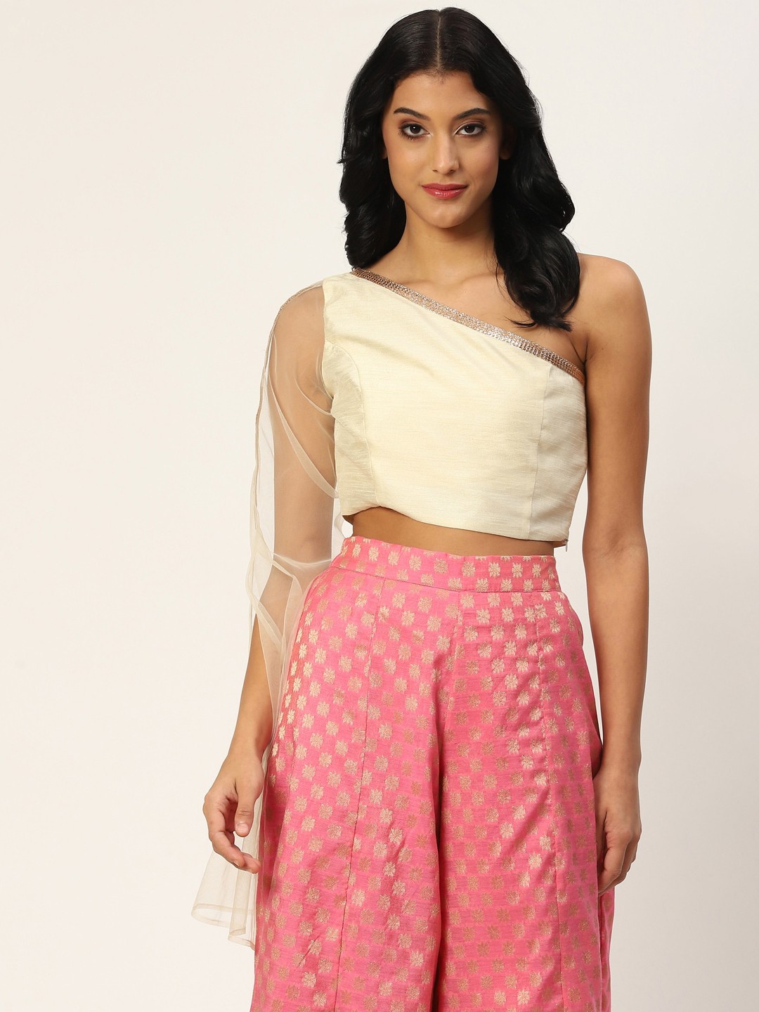 

DIVA WALK EXCLUSIVE One Shoulder Crop Top, Beige