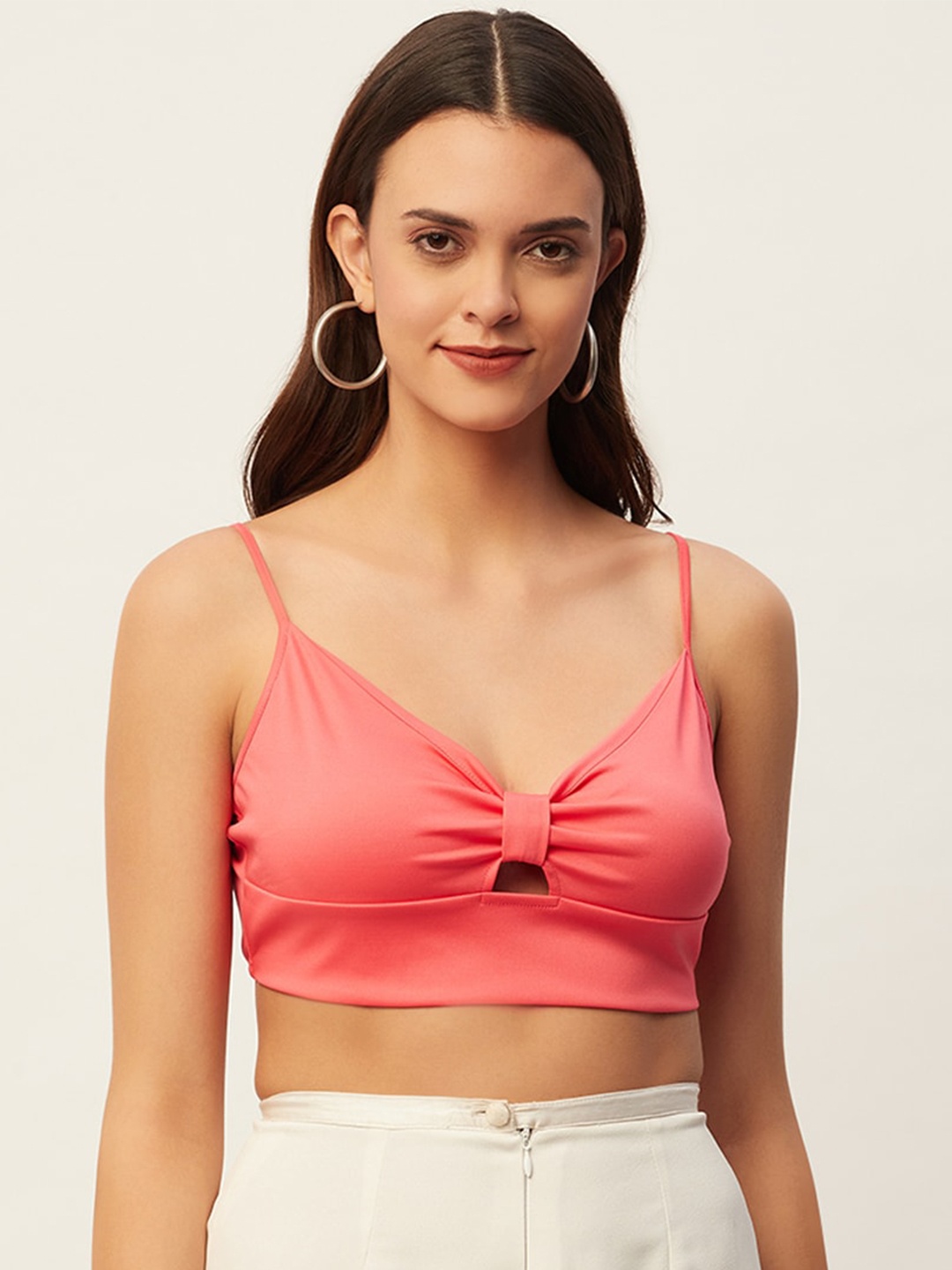 

DIVA WALK EXCLUSIVE Shoulder Straps Bralette Crop Top, Coral