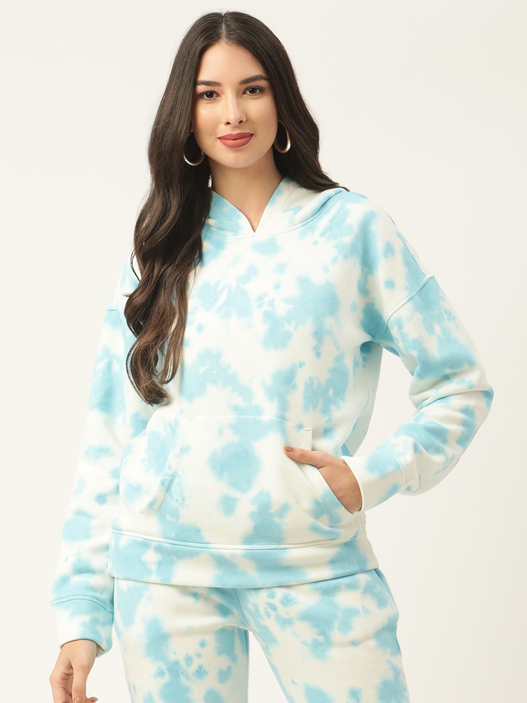 

DIVA WALK EXCLUSIVE Tie and Dye Hooded Cotton Top, Blue