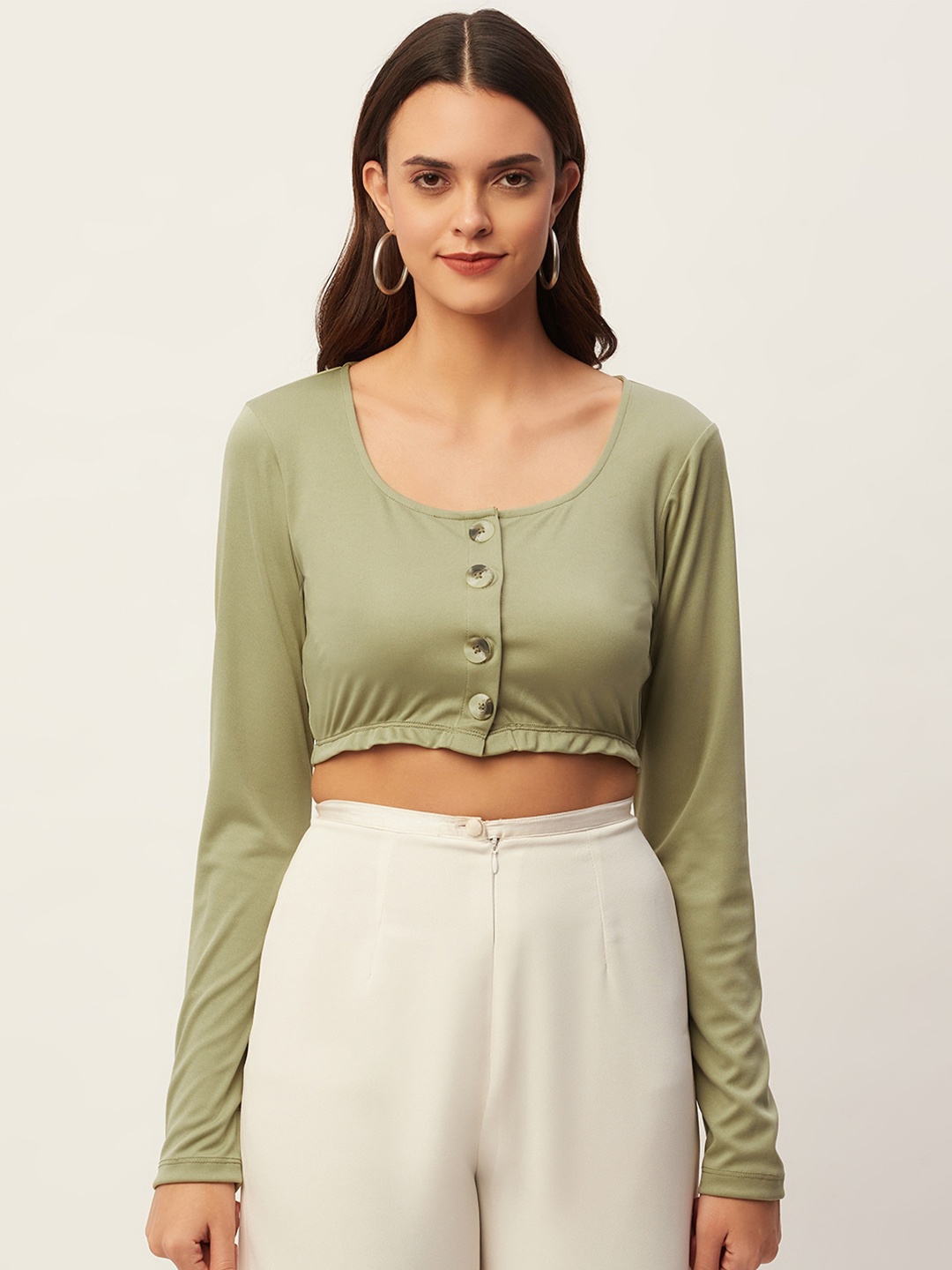 

DIVA WALK EXCLUSIVE Long Sleeves Crop Top, Olive