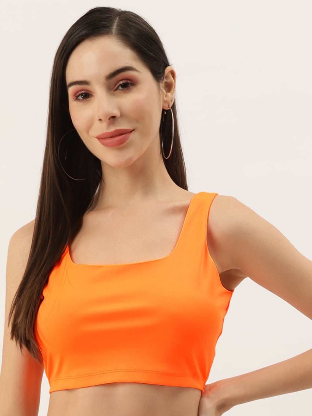 

DIVA WALK EXCLUSIVE Square Neck Fitted Crop Top, Orange