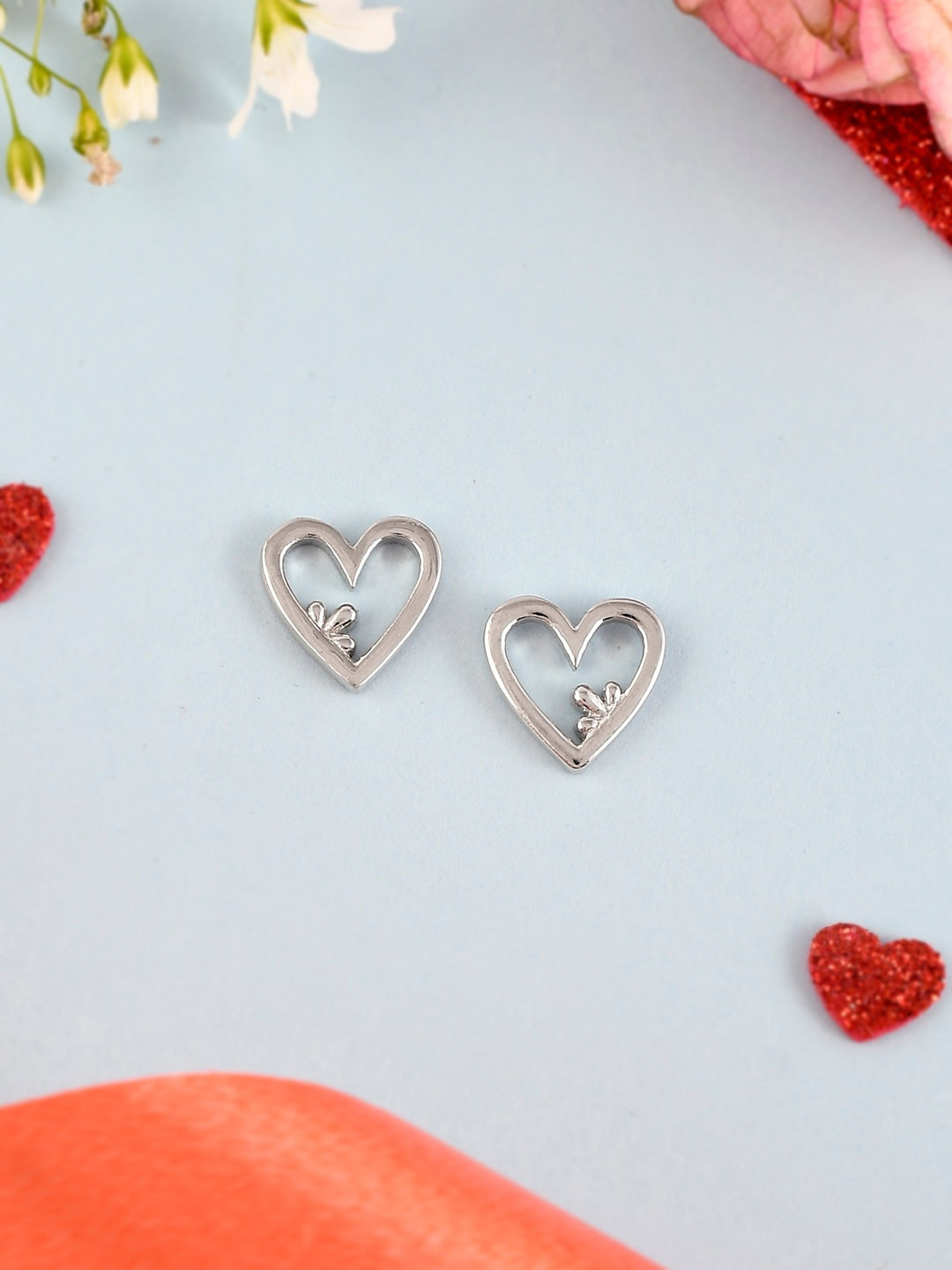 

Studio Voylla Rhodium -Plated Contemporary Studs Earrings, Silver