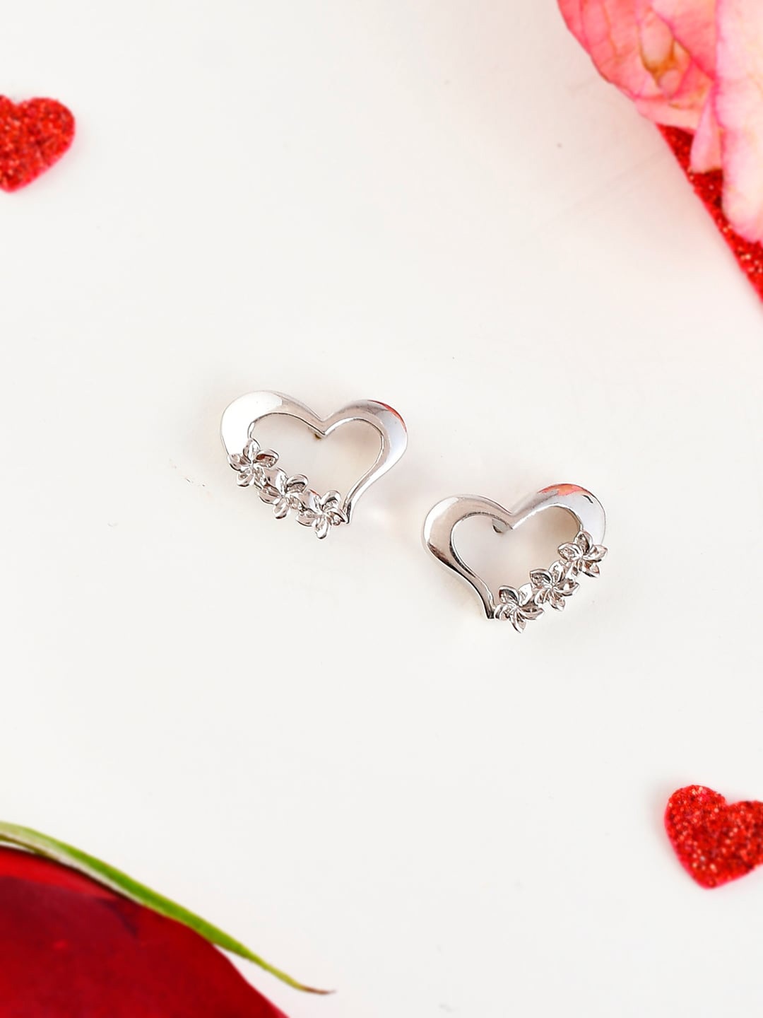 

Studio Voylla Rhodium-Plated Contemporary Studs Earrings, Silver