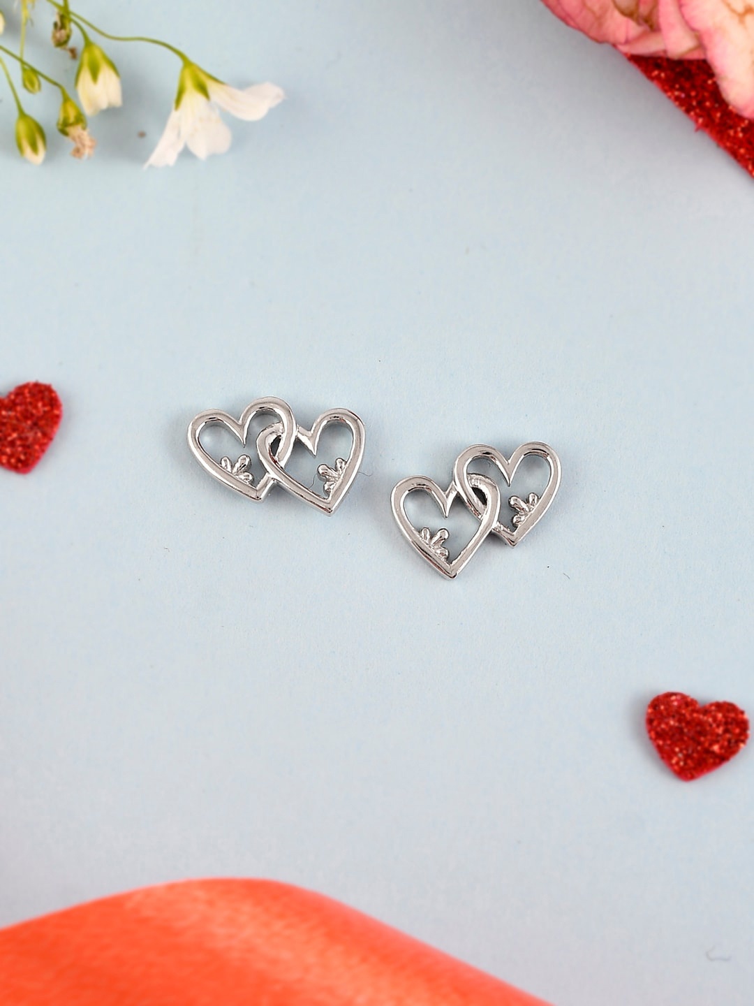 

Studio Voylla Rhodium -Plated Contemporary Studs Earrings, Silver