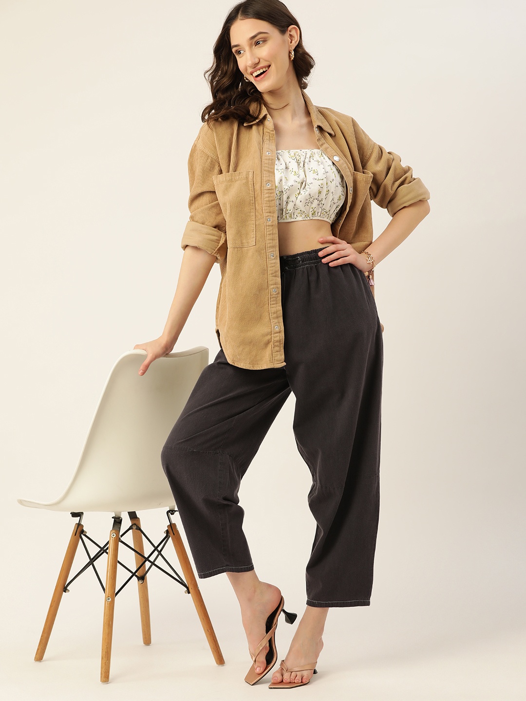 

DressBerry Jogger High-Rise Stretchable Cotton Jeans, Charcoal