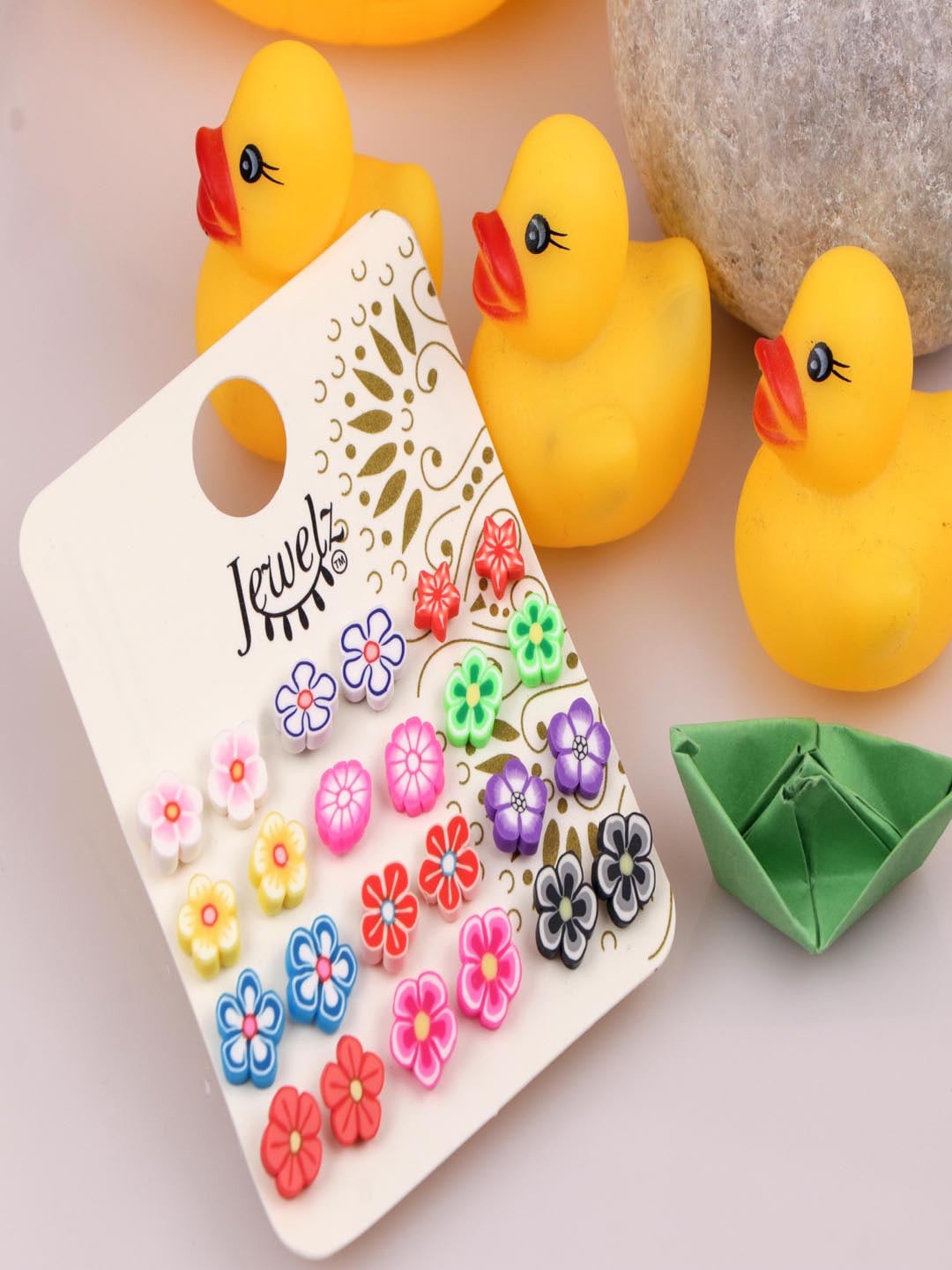 

Jewelz Set Of 12 Contemporary Studs Earrings, Yellow