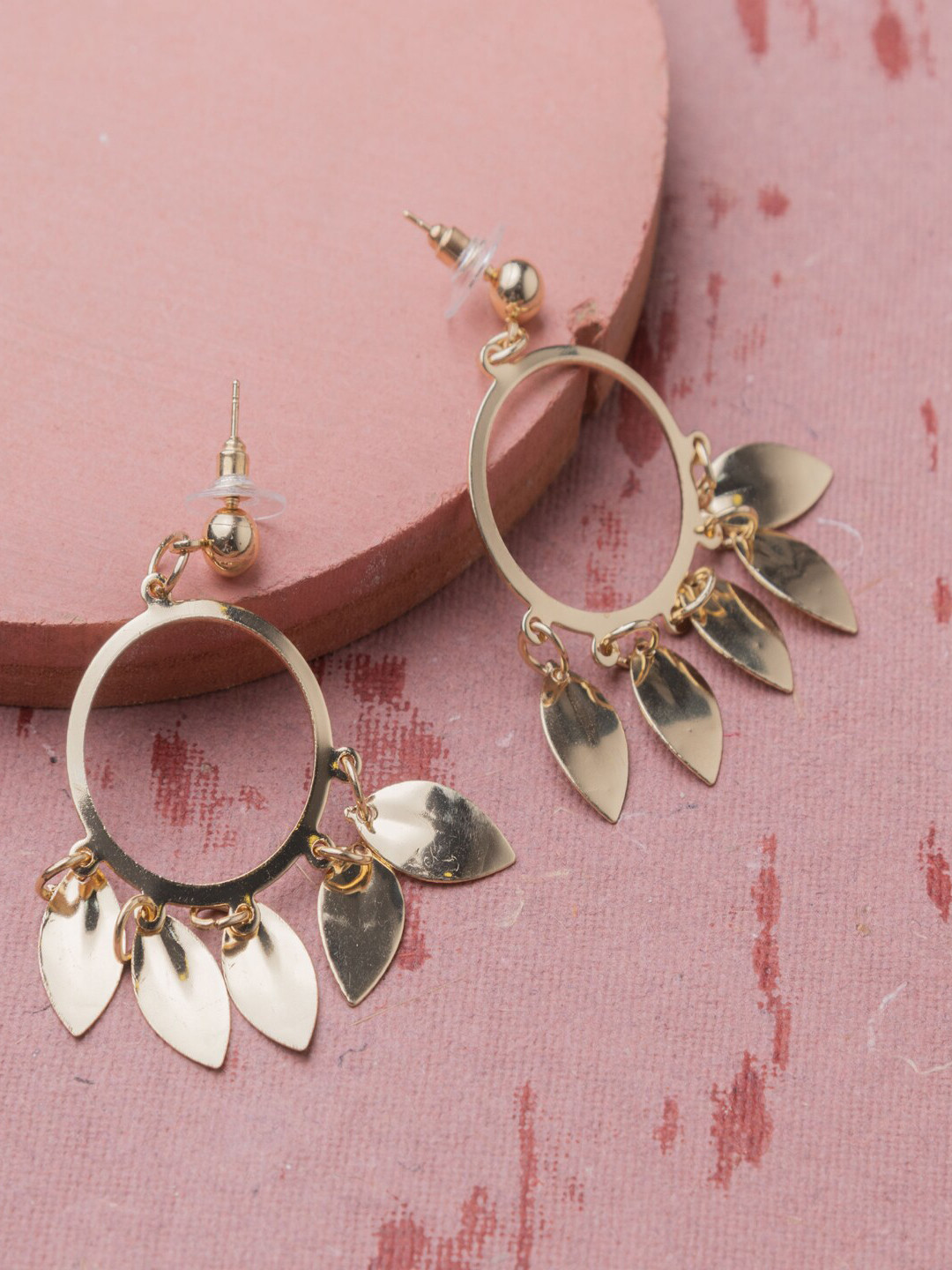 

Jewelz Gold-Plated Leaf Shaped Drop Earrings