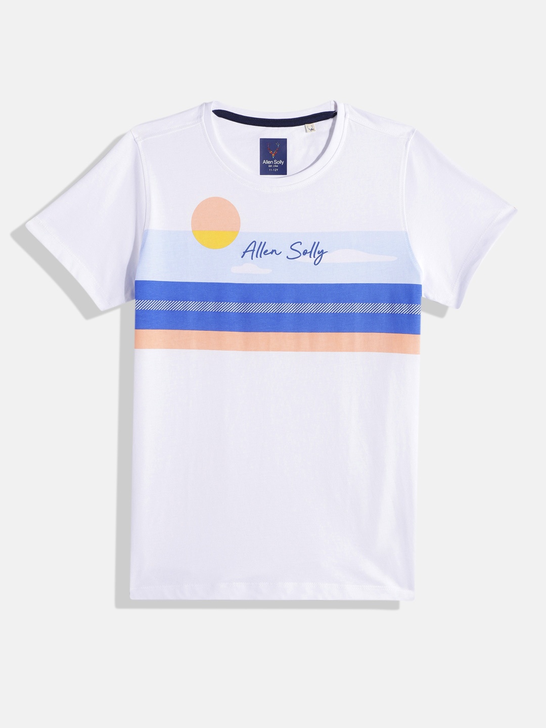 

Allen Solly Junior Boys Striped Pure Cotton T-shirt, White