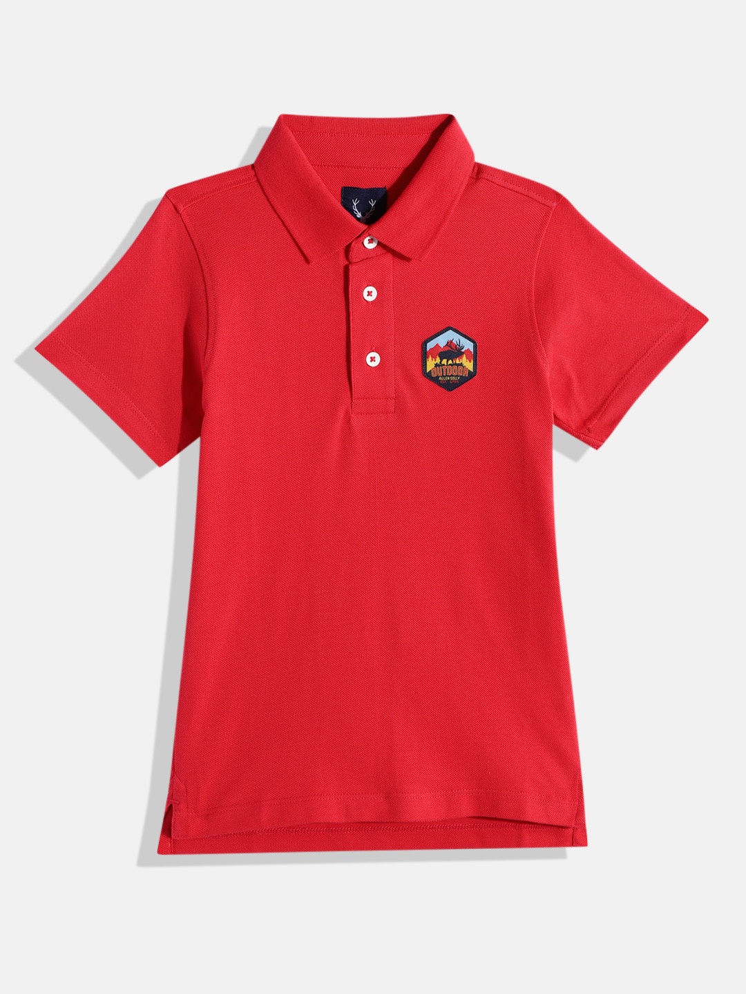 

Allen Solly Junior Boys Polo Collar Pure Cotton T-shirt with Applique, Red