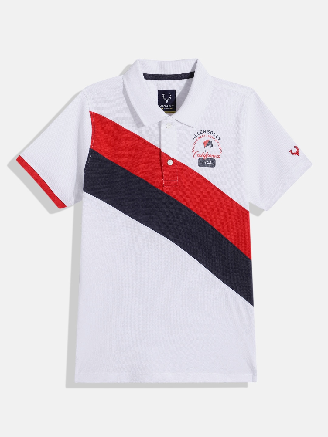 

Allen Solly Junior Boys Striped Pure Cotton Polo Collar T-shirt, White