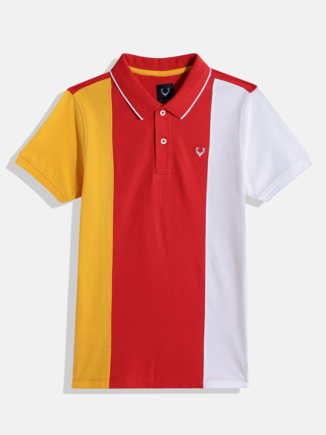 

Allen Solly Junior Boys Colourblocked Polo Collar Pure Cotton T-shirt, Red