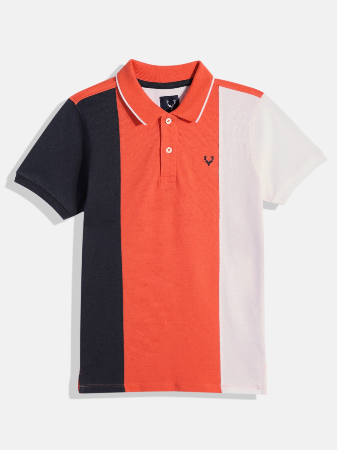 

Allen Solly Junior Boys Colourblocked Polo Collar Pure Cotton T-shirt, Orange
