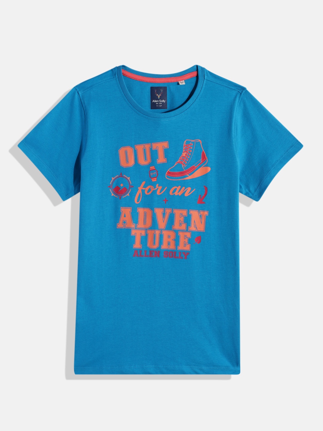 

Allen Solly Junior Boys Typography Printed Pure Cotton T-shirt, Blue