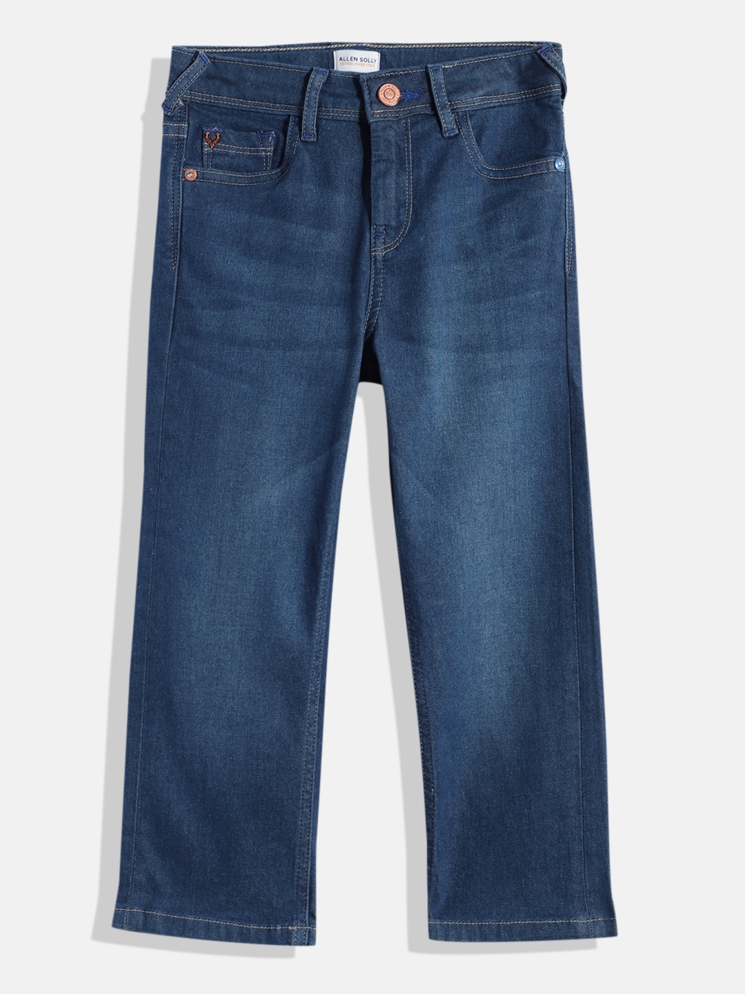 

Allen Solly Junior Boys Slim Fit Heavy Fade Embroidered Stretchable Jeans, Blue