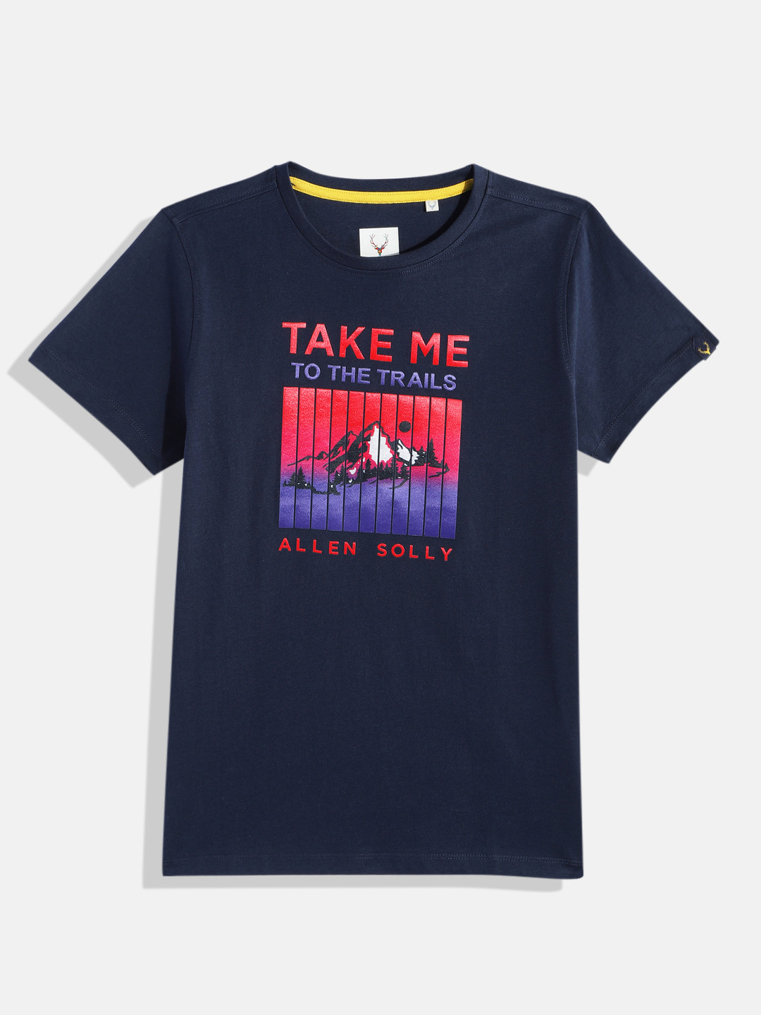 

Allen Solly Junior Boys Printed Pure Cotton T-shirt, Navy blue