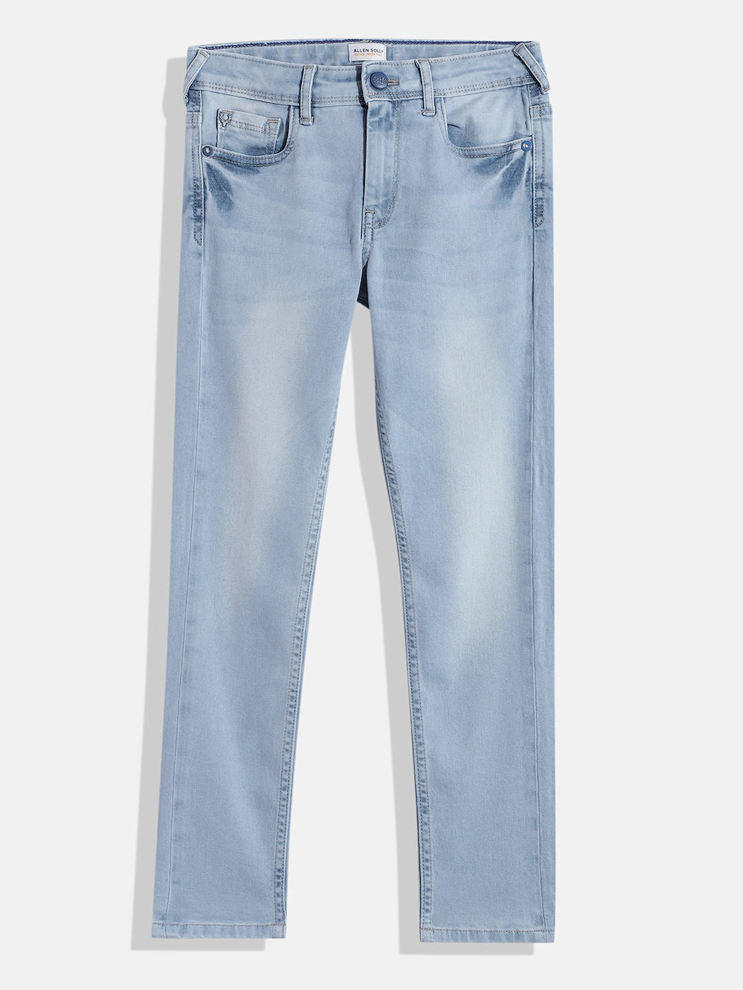 

Allen Solly Junior Boys Skinny Fit Heavy Fade Embroidered Stretchable Jeans, Blue