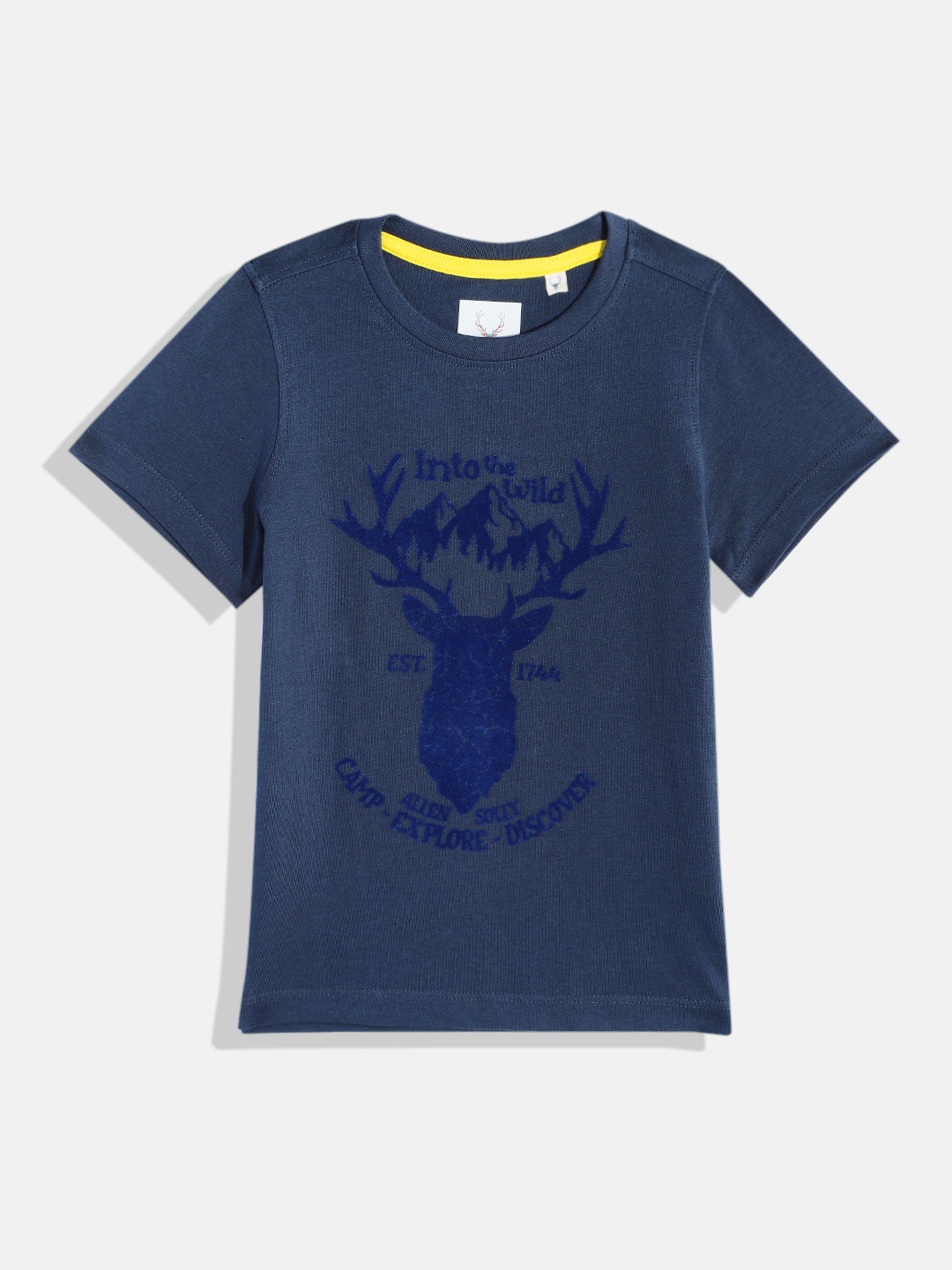 

Allen Solly Junior Boys Textured Pure Cotton T-shirt, Navy blue