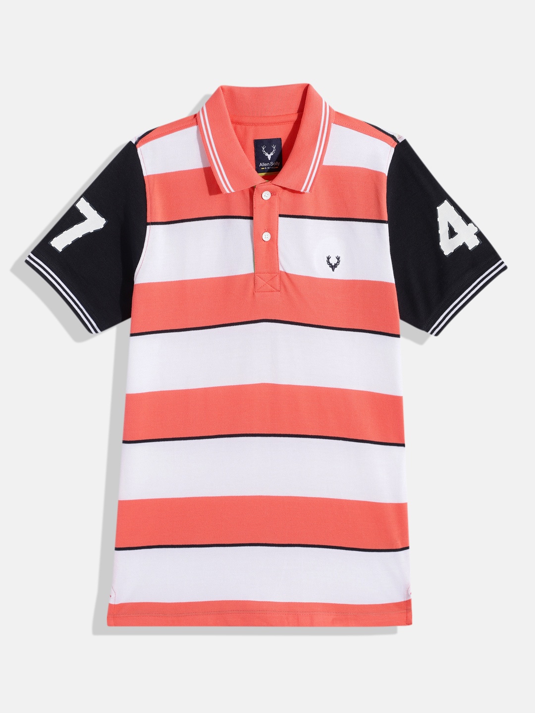 

Allen Solly Junior Boys Striped Pure Cotton Polo Collar T-shirt, White