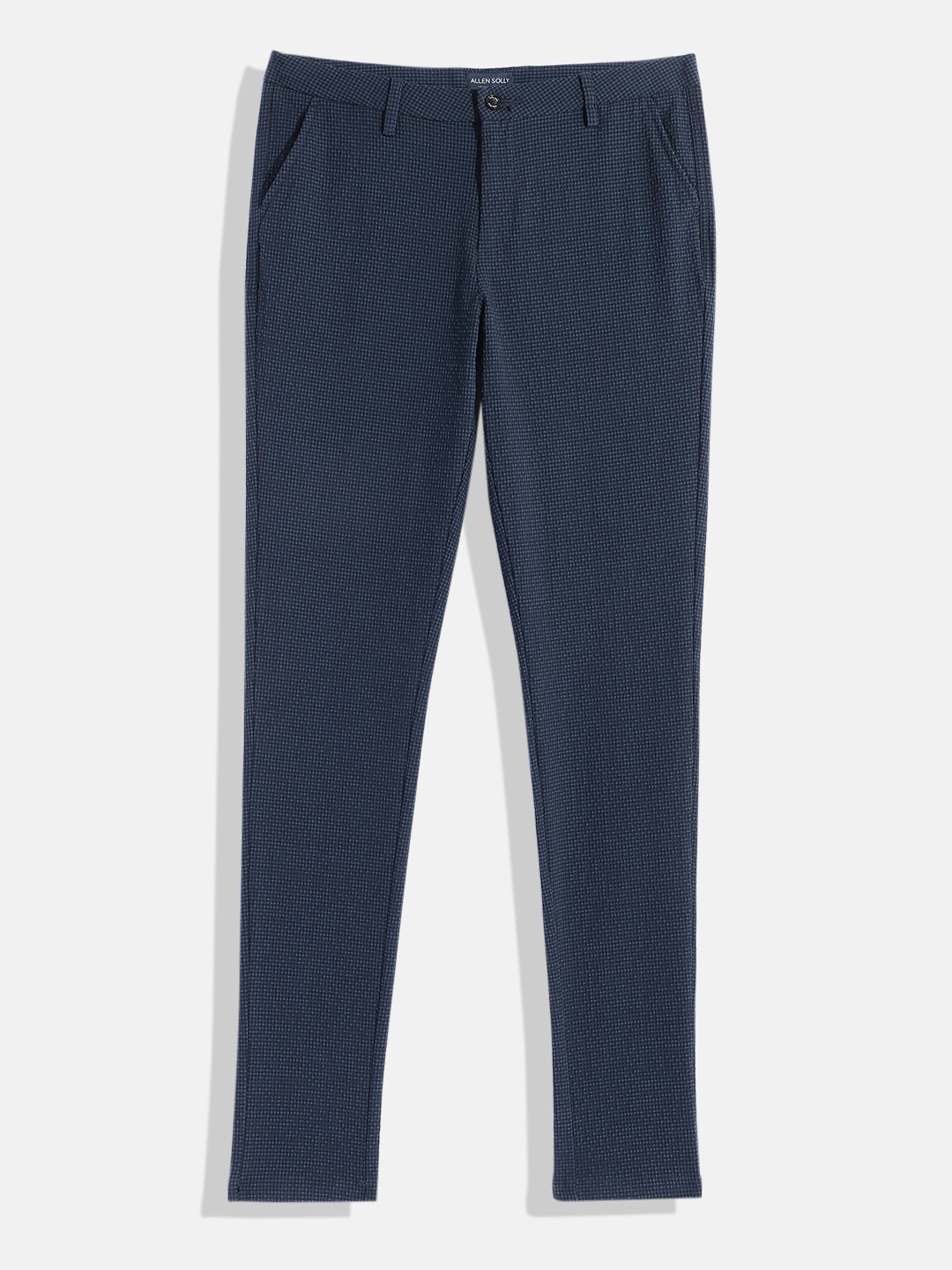 

Allen Solly Junior Boys Checked Slim Fit Regular Trousers, Navy blue