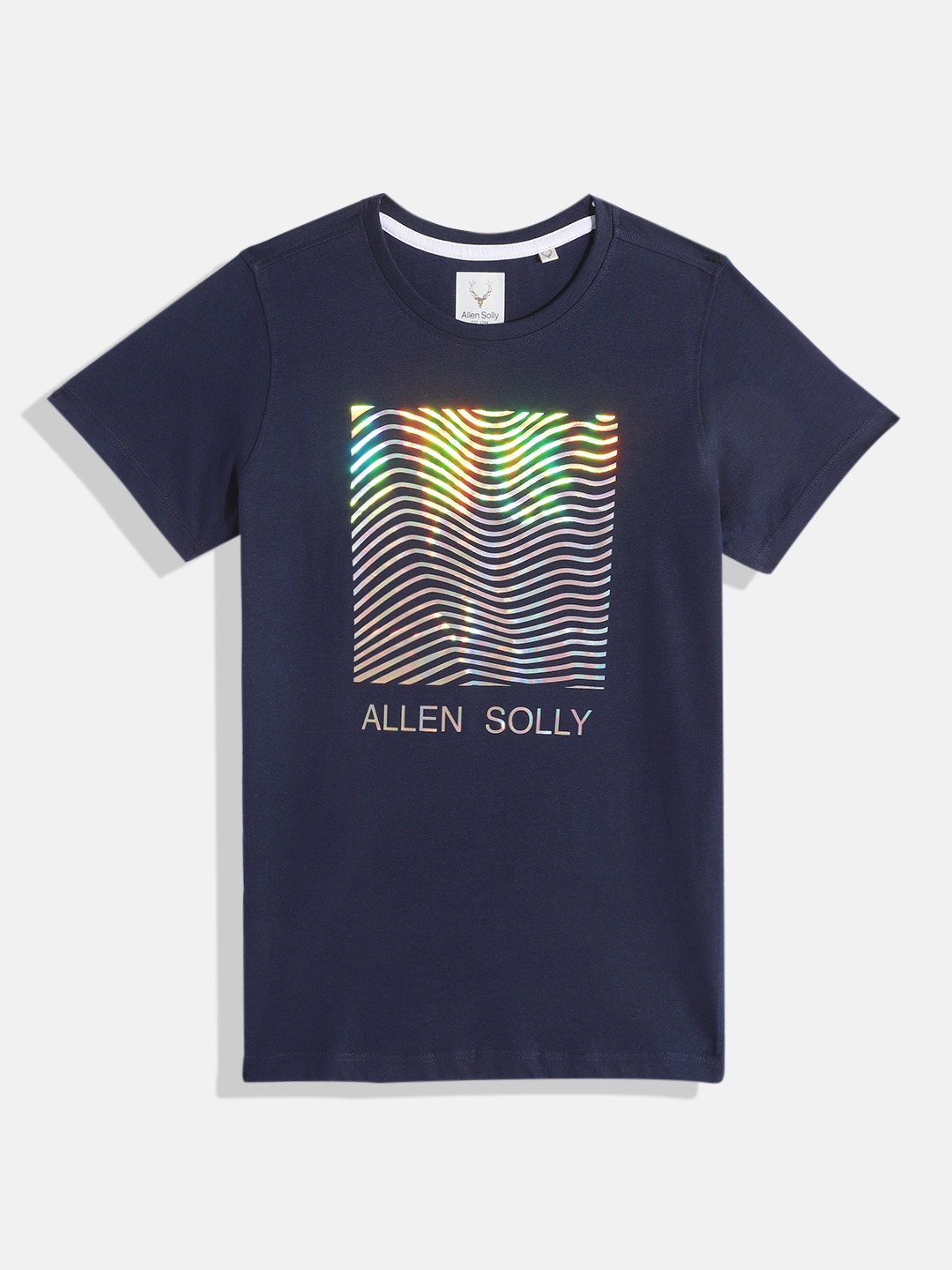 

Allen Solly Junior Boys Typography Printed Pure Cotton T-shirt, Navy blue
