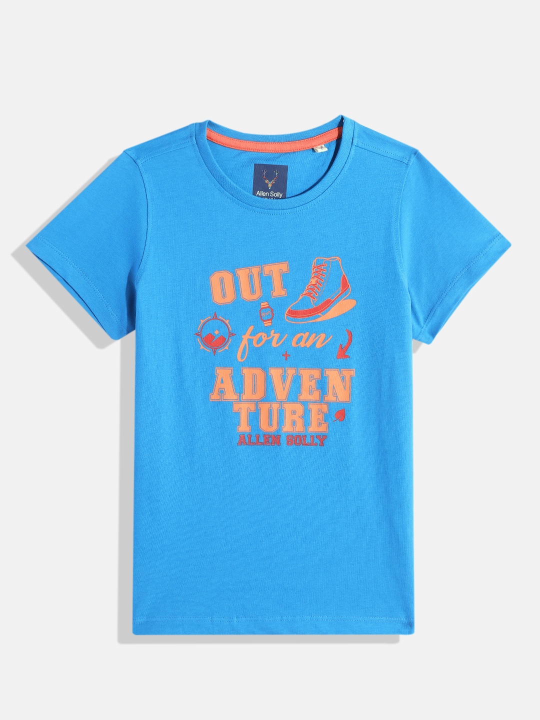 

Allen Solly Junior Boys Typography Printed Pure Cotton T-shirt, Blue