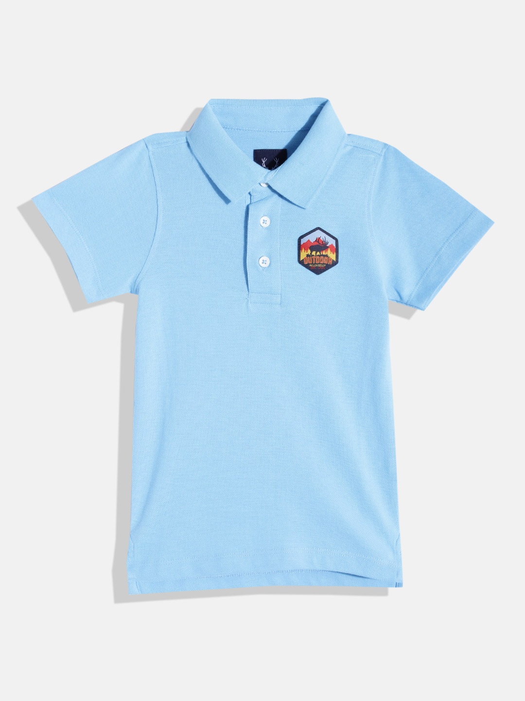 

Allen Solly Junior Boys Polo Collar Pure Cotton Applique Detail T-shirt, Blue