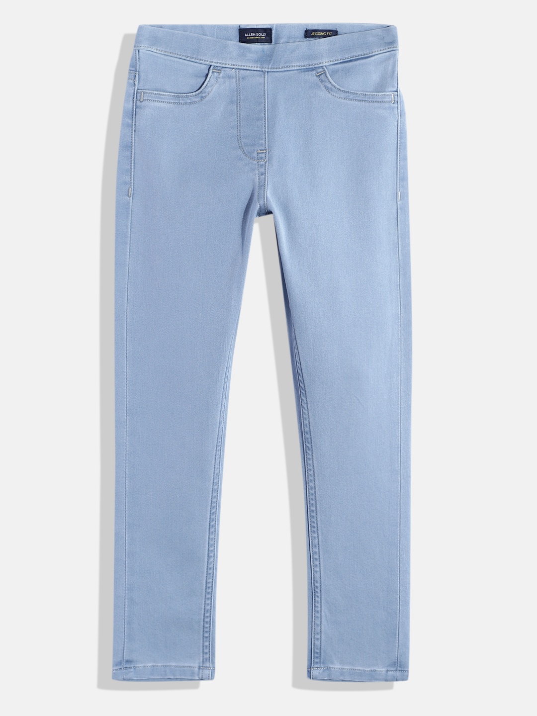 

Allen Solly Junior Girls Regular Fit Mid-Rise Washed Denim Jeggings With Mock Pockets, Blue