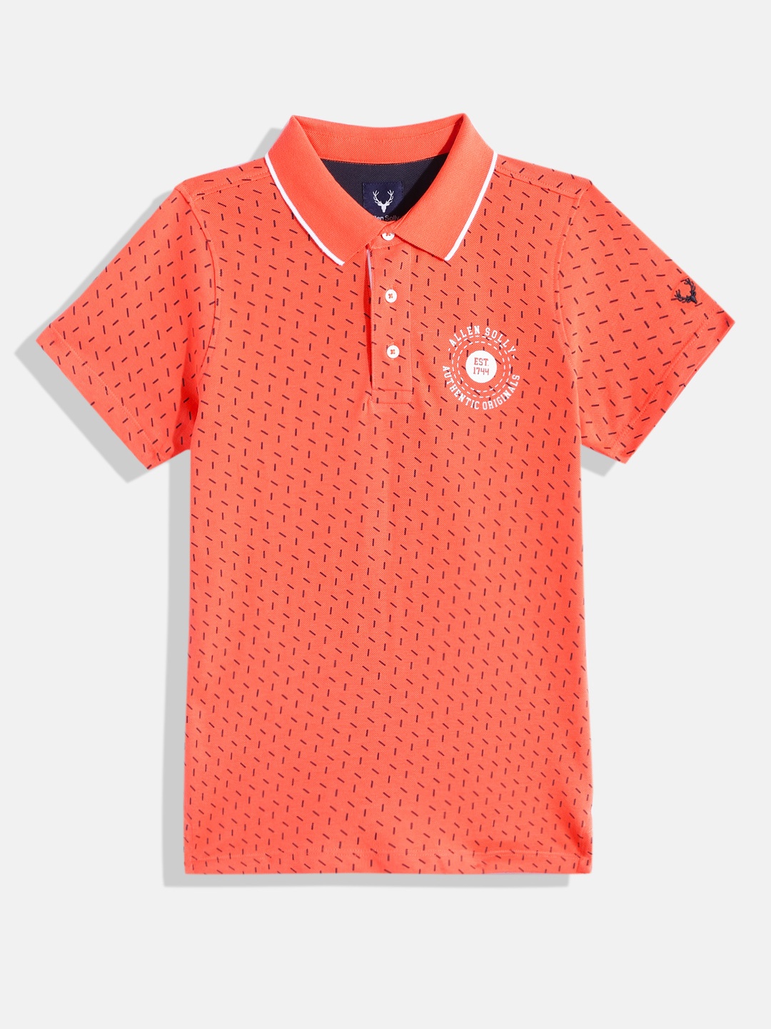 

Allen Solly Junior Boys Printed Pure Cotton Polo Collar T-shirt, Coral