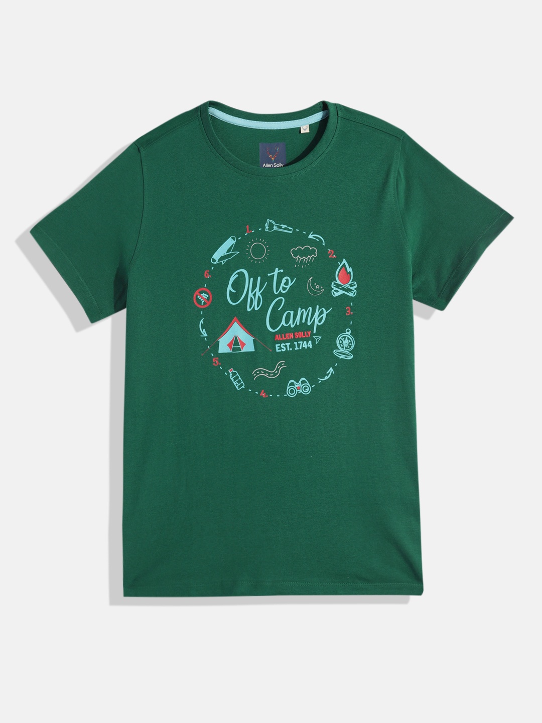 

Allen Solly Junior Boys Printed Pure Cotton T-shirt, Green