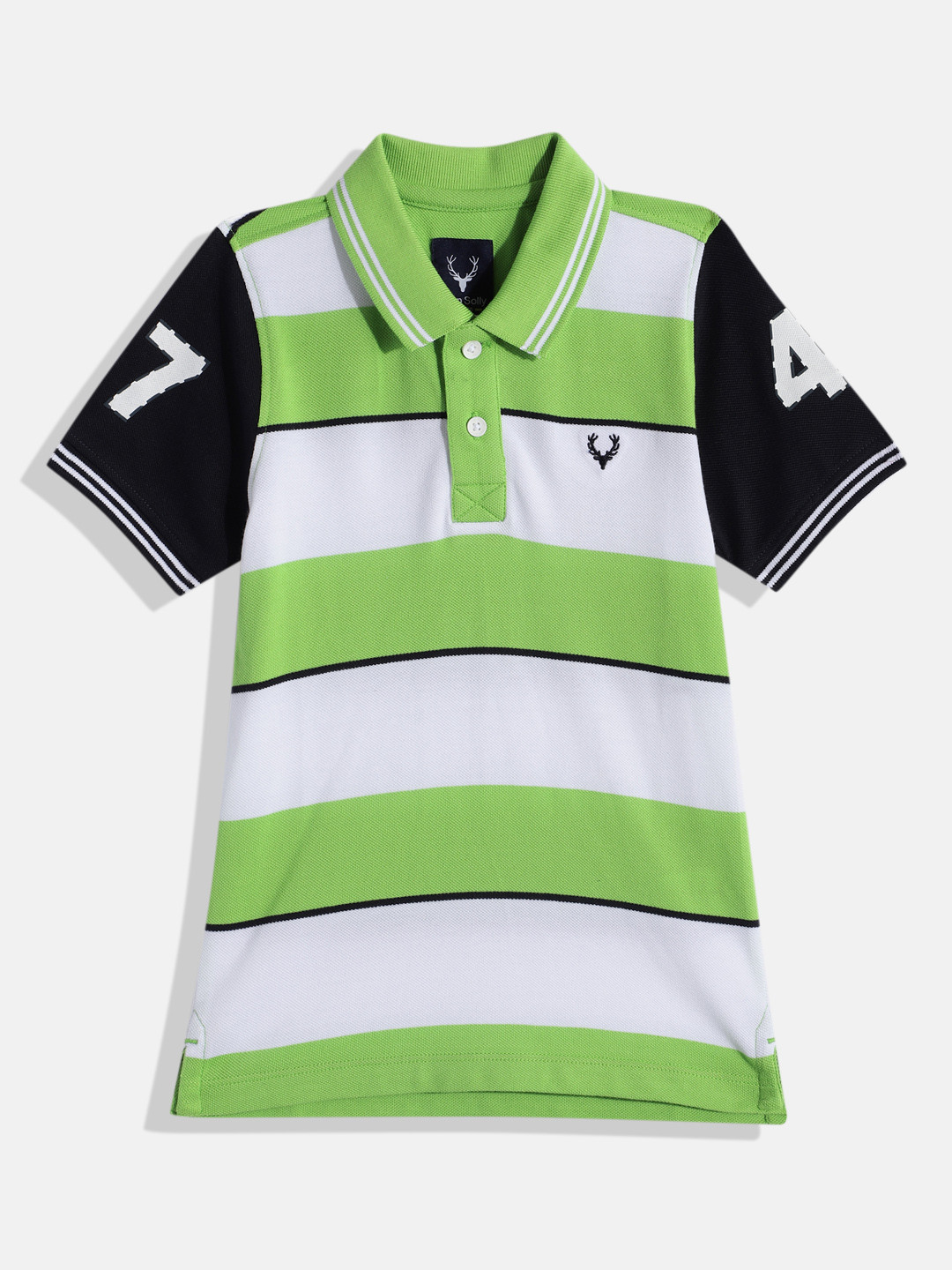 

Allen Solly Junior Boys Striped Polo Collar Pure Cotton T-shirt, White