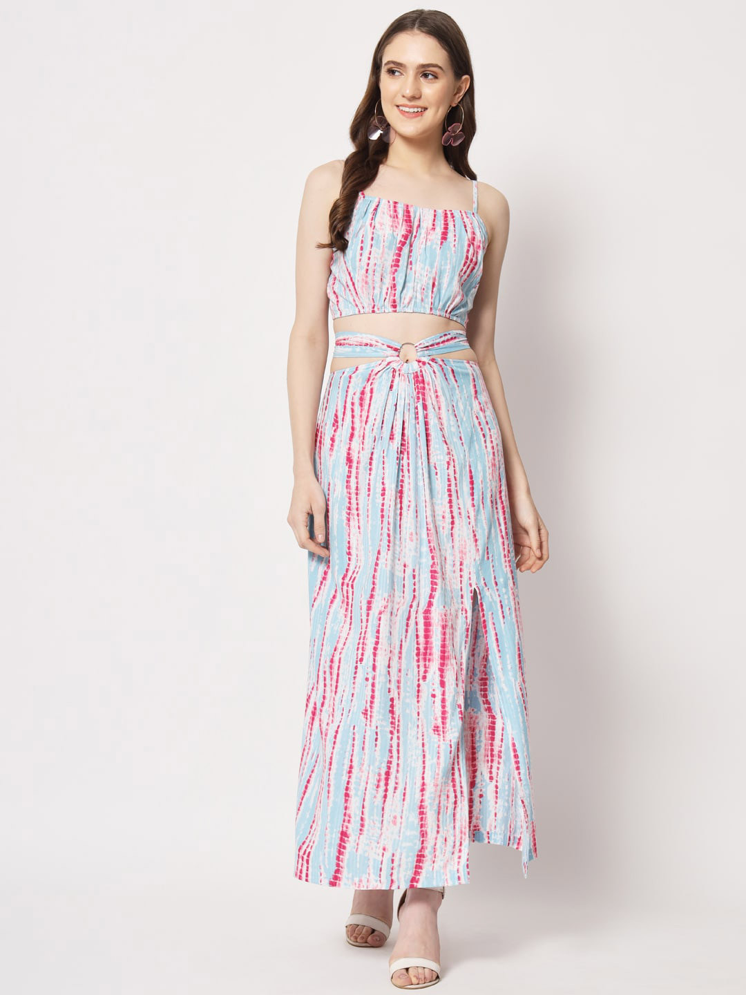 

Trend Arrest Women Printed Top with Skirt Co-Ords Set, Turquoise blue