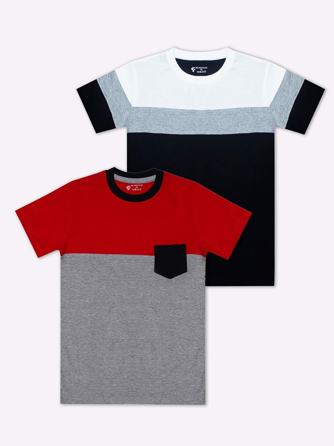 

Silver Fang Boys Pack Of 2 Colourblocked Cotton T-shirt, Red