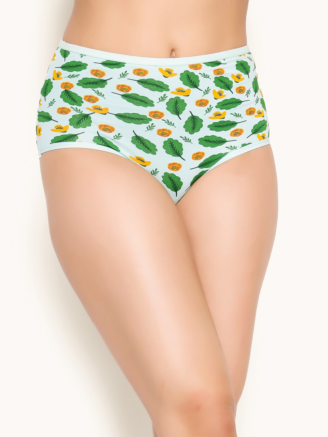 

Clovia High Waist Floral Print Hipster Briefs, Blue