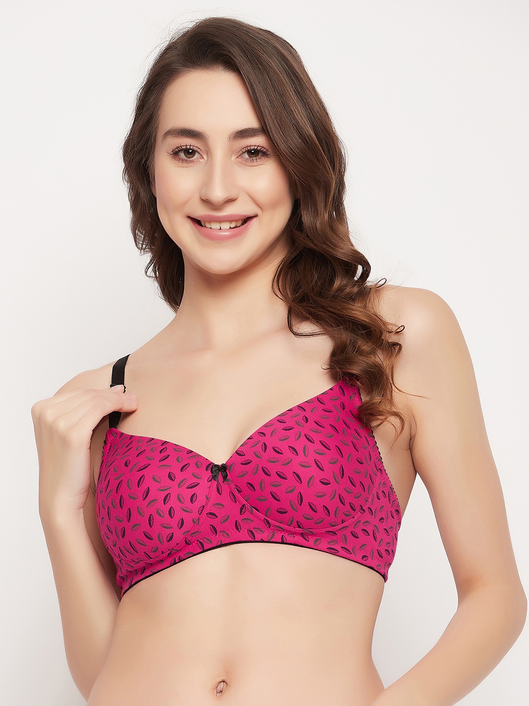 

Clovia Floral Lightly Padded T-Shirt Bra, Pink