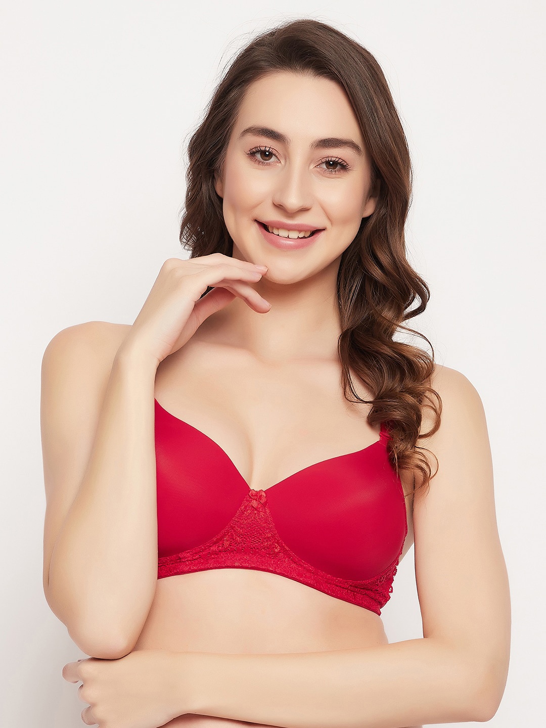 

Clovia Padded Non-Wired Full Cup Multiway T-shirt Bra, Red