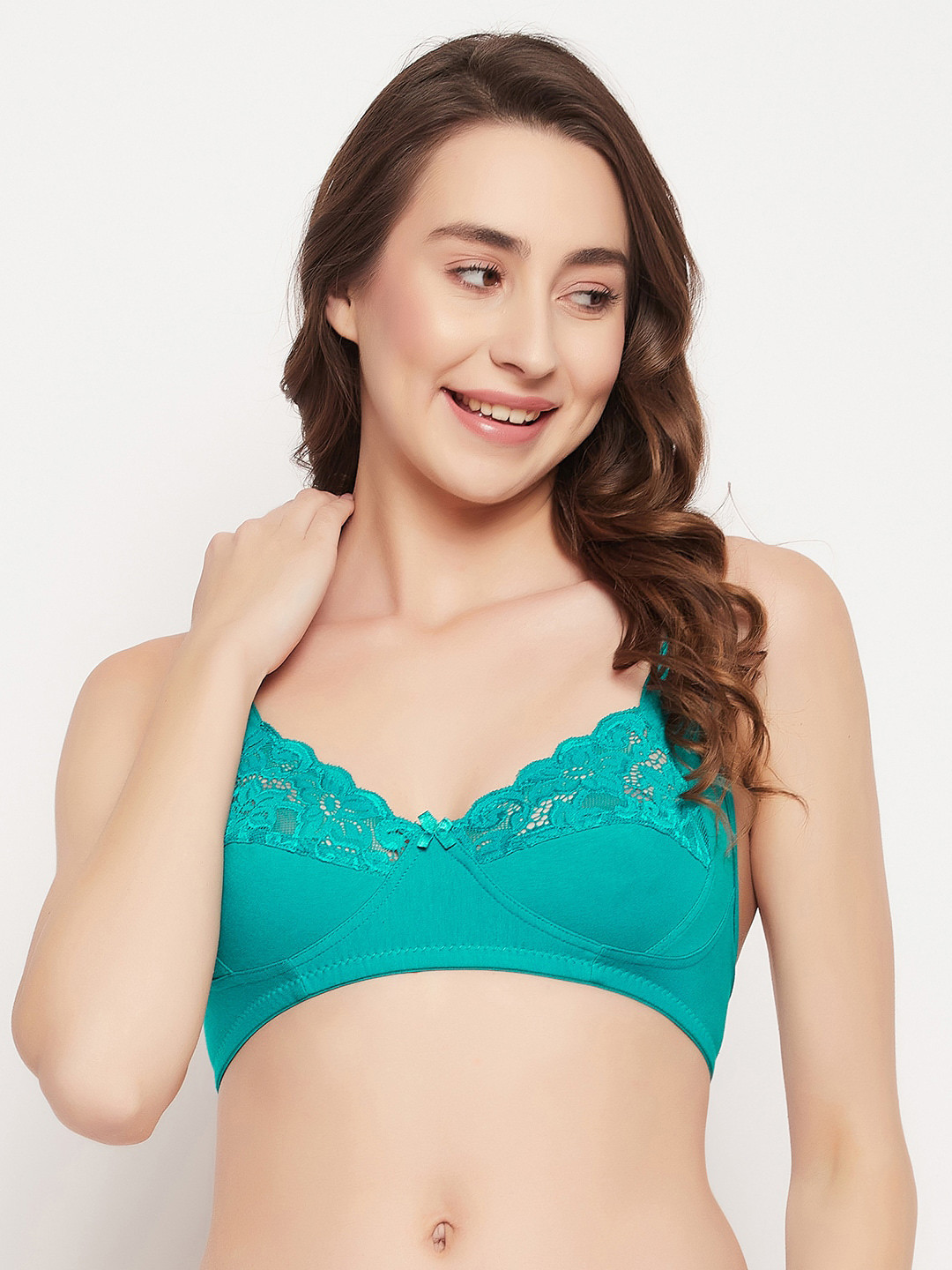 

Clovia Non-Padded Non-Wired Full Cup Floral Patterned Bra, Green