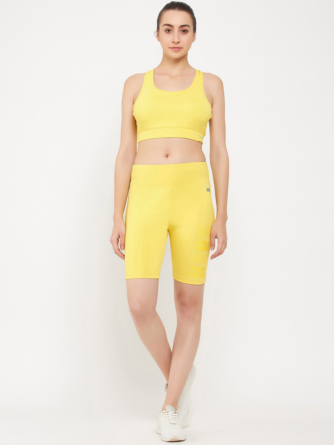 

Clovia Medium Impact Padded Racerback Track Suit, Yellow