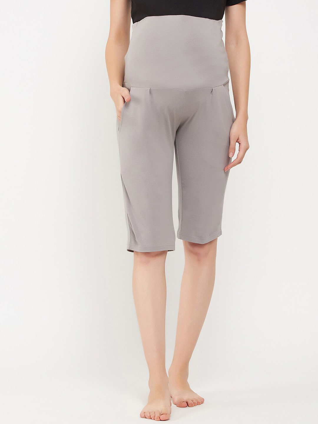 

Clovia Chic Basic Maternity Lounge Shorts, Grey