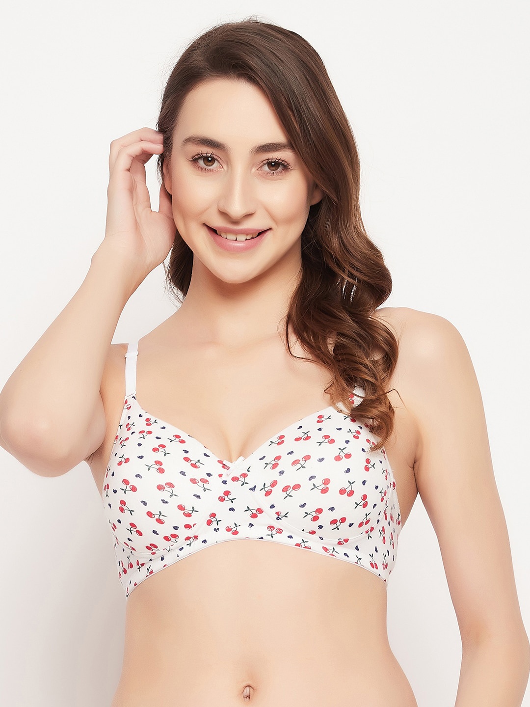 

Clovia Floral Lightly Padded T-Shirt Bra, White