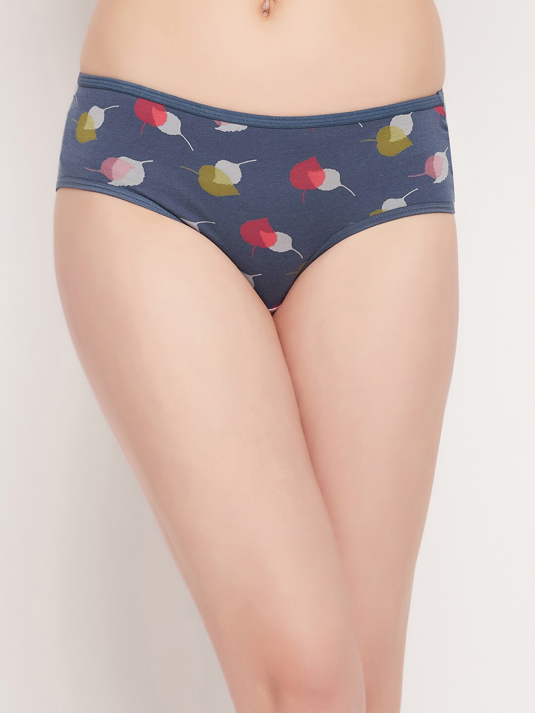 

Clovia Women Leaf Printed Hipster Brief, Blue