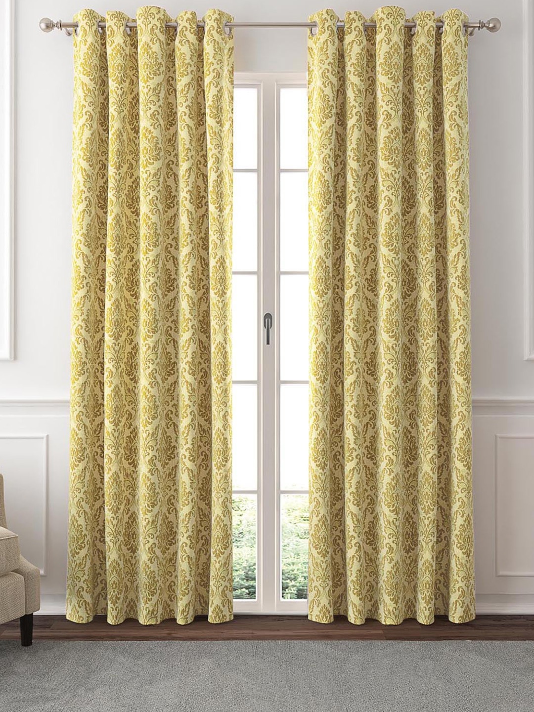 

GM Avoca Beige & Gold-Toned 2 Pieces Ethnic Motifs Room Darkening Door Curtain