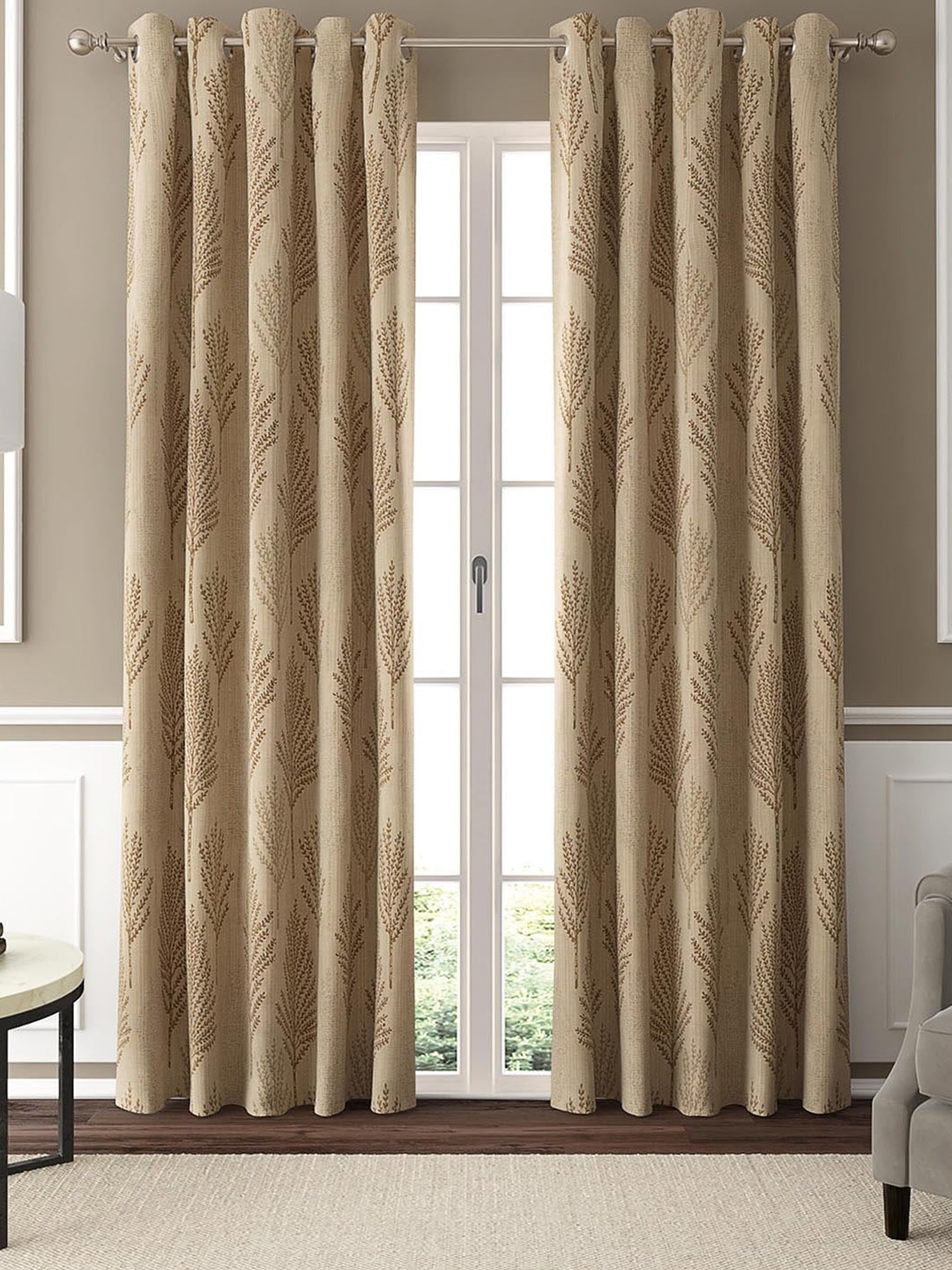 

GM Talgo Brown & Grey 2 Pieces Ethnic Motifs Room Darkening Door Curtain