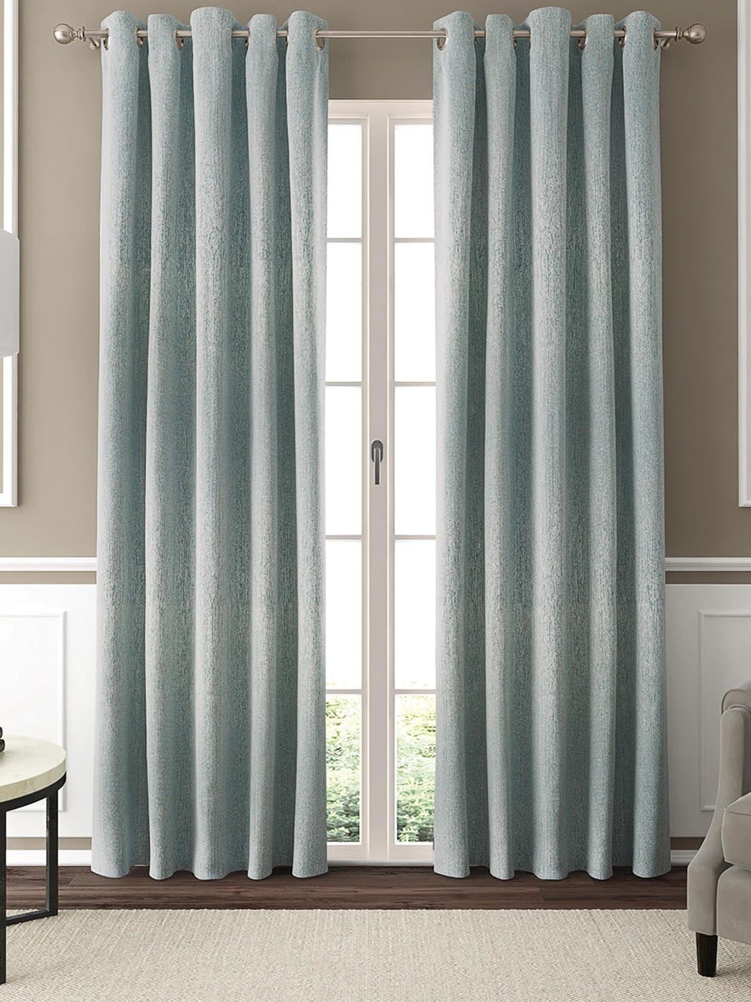 

GM Zenzi Blue & White 2 Pieces Room Darkening Door Curtain