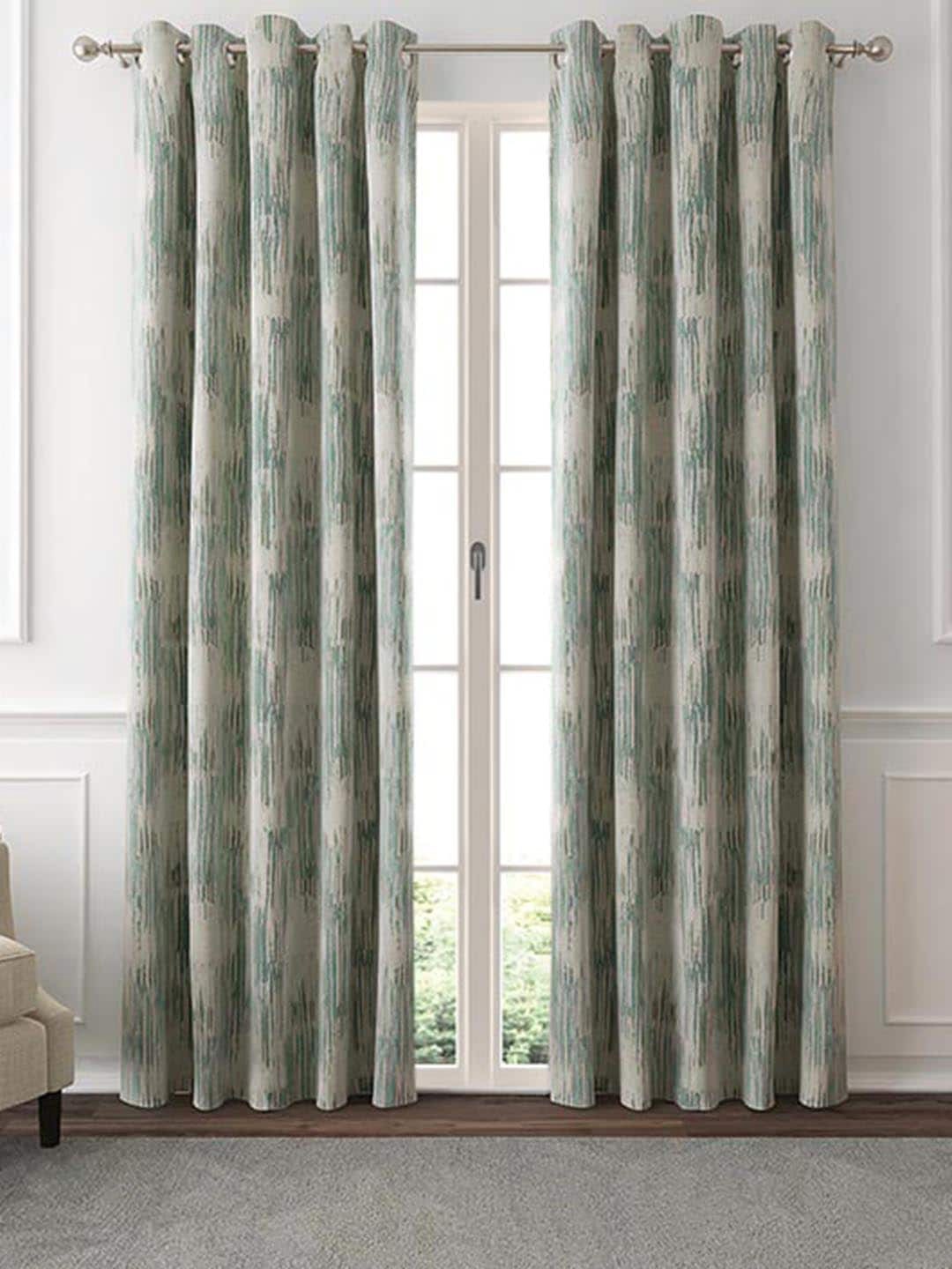 

GM Manarola Blue & Grey 2 Pieces Abstract Room Darkening Door Curtains