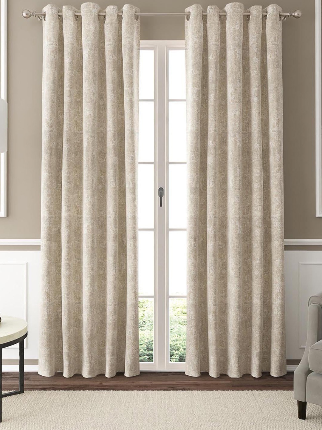 

GM New Classics Beige 2 Pieces Abstract Room Darkening Door Curtain