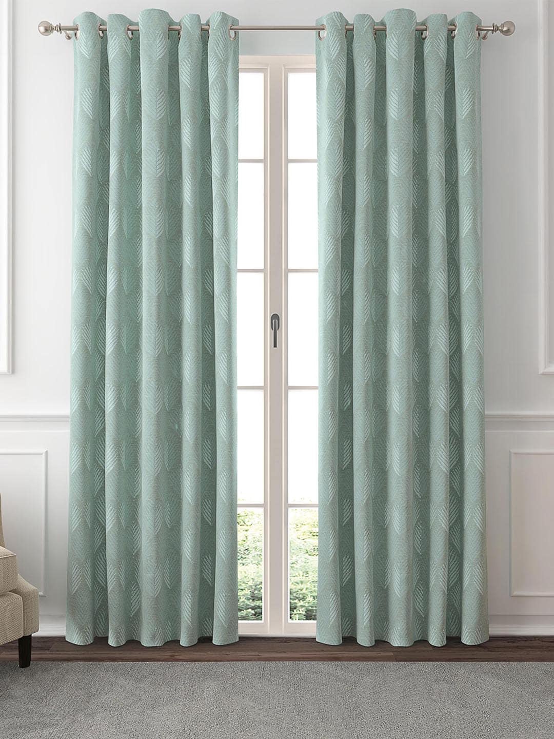 

GM Mirage Sea Green 2 Pieces Floral Room Darkening Door Curtain