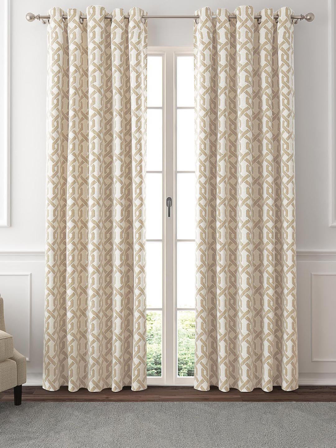 

GM Avoca Tan & Cream 2 Pieces Geometric Room Darkening Door Curtain