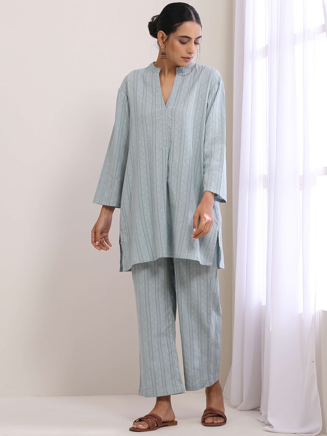 

trueBrowns Printed Pure Cotton Relaxed-Fit Co-Ords Set, Blue