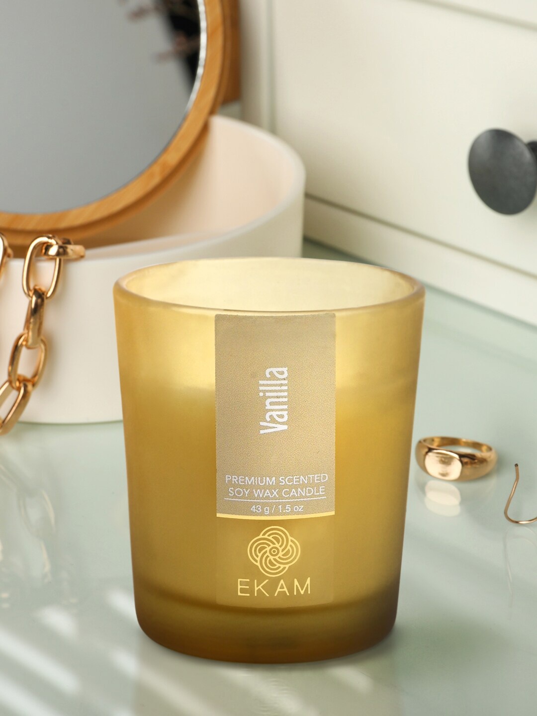 

Ekam Brown & Beige 6 Pieces Soya Wax & Glass Vanilla Scented Candle Jars