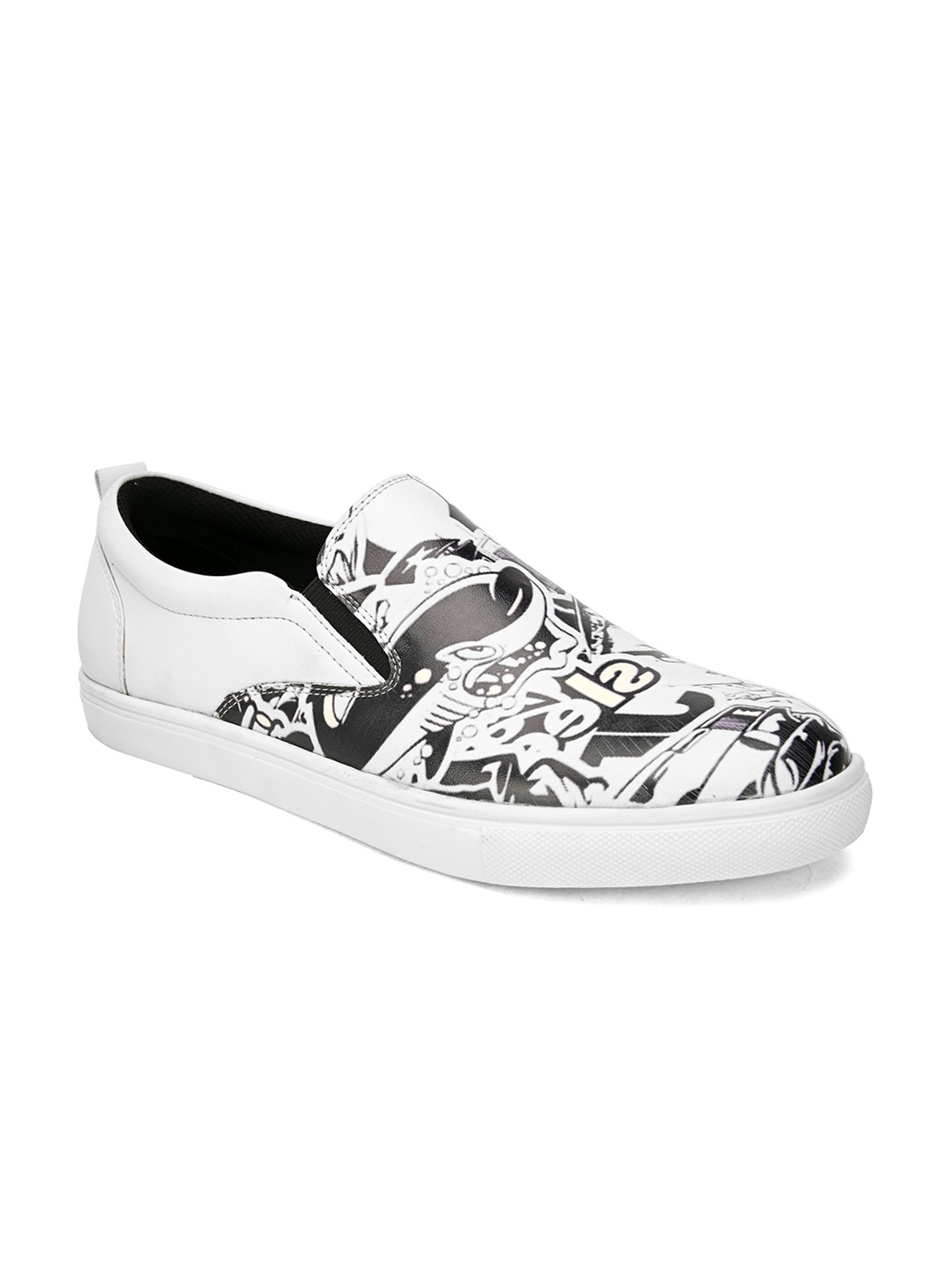 

San Frissco Men Printed Lightweight Slip-On Sneakers, White